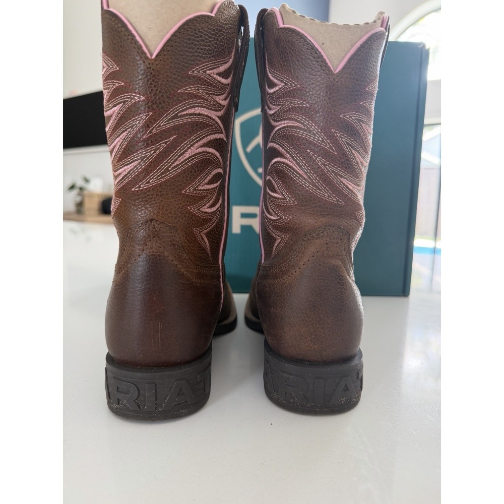 Ariat Firecatcher Y Kids Western Cowboy Boots Rowdy Brown Pink Size 2.5 M EU 33 - Picture 13 of 16